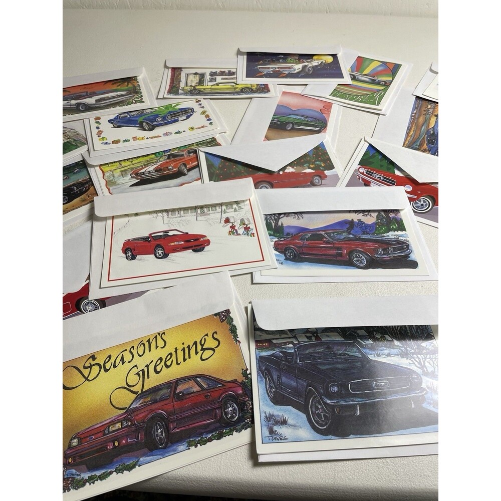 Vintage Classic Car Mustang Greeting Cards Christmas Fathers Day Blank Lot Of 30